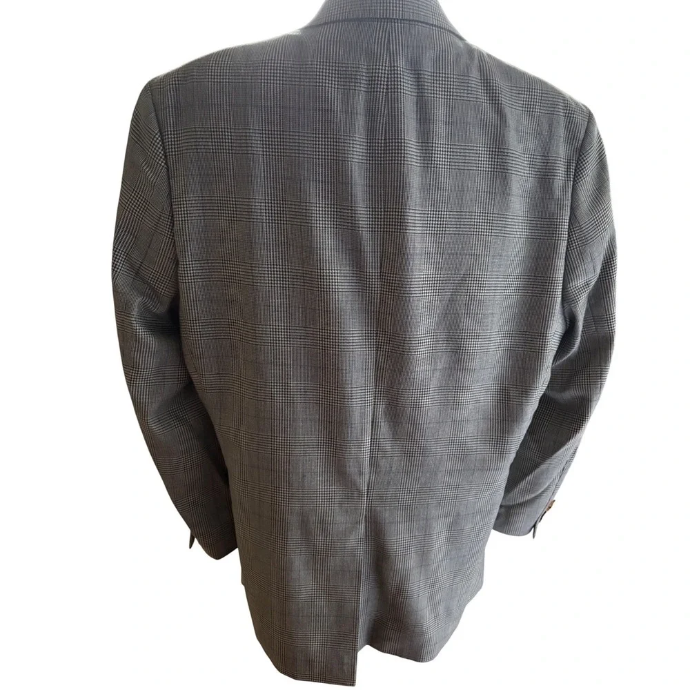 Lauren Ralph Lauren Silk Wool Blazer 44R Gray Glen Plaid Sport Coat‎ Classic